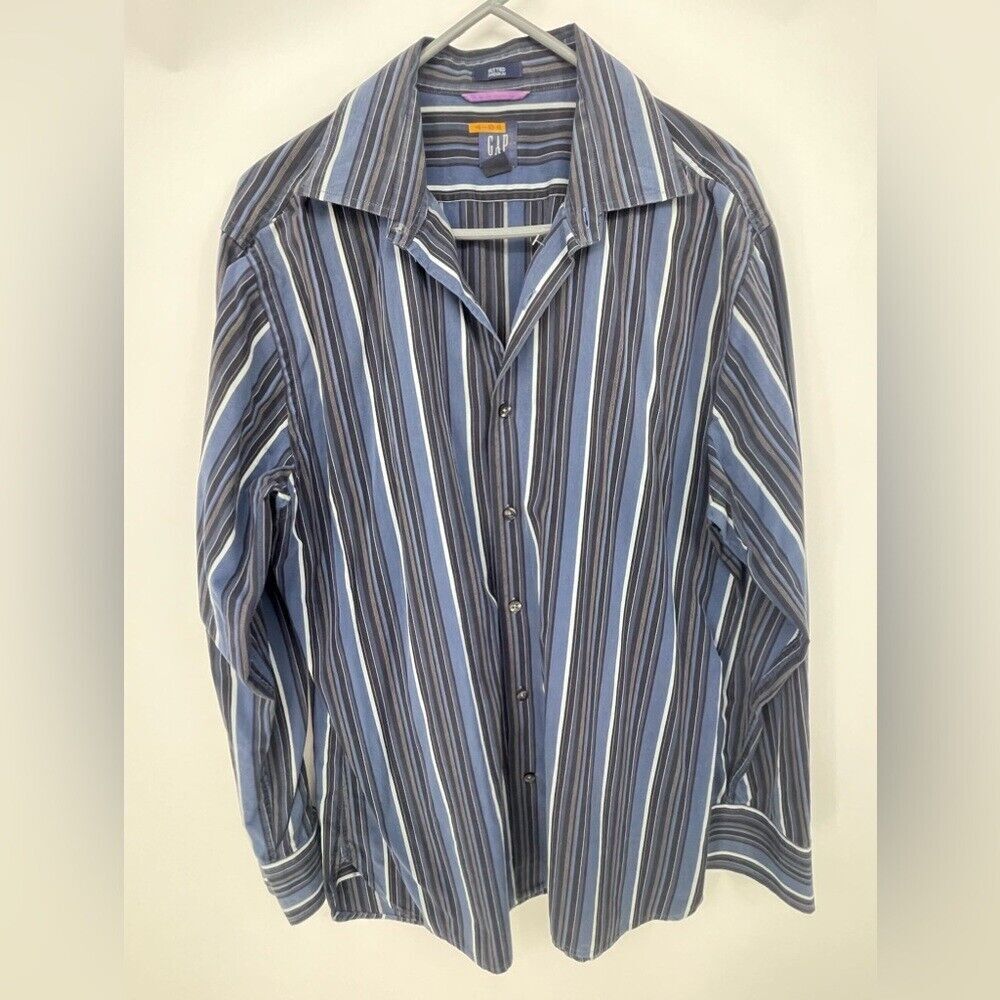 Gap large button down blue stripe shirt